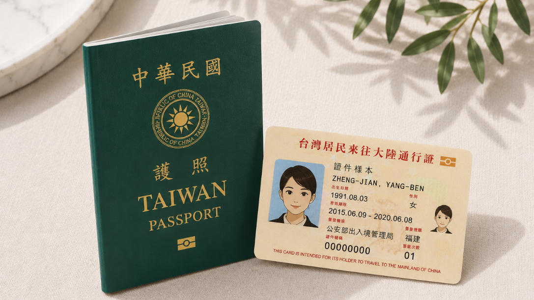旅遊支援 · Passport and travel documents on a linen table