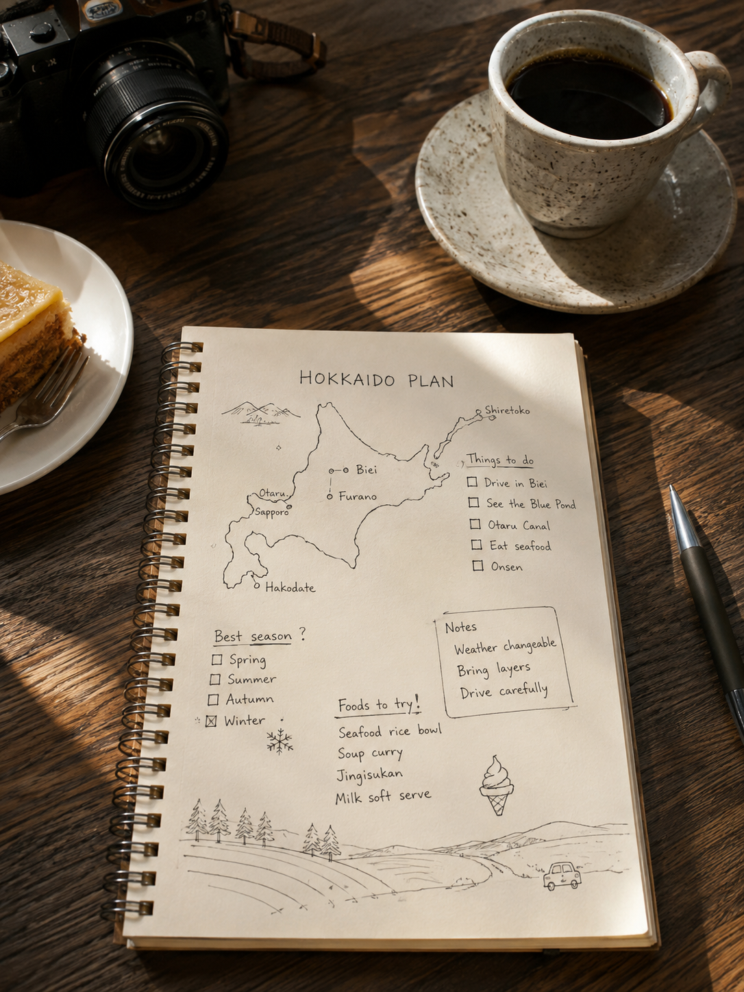 HOK-NOTE-01 · a hand-drawn note on a café table — 3:4