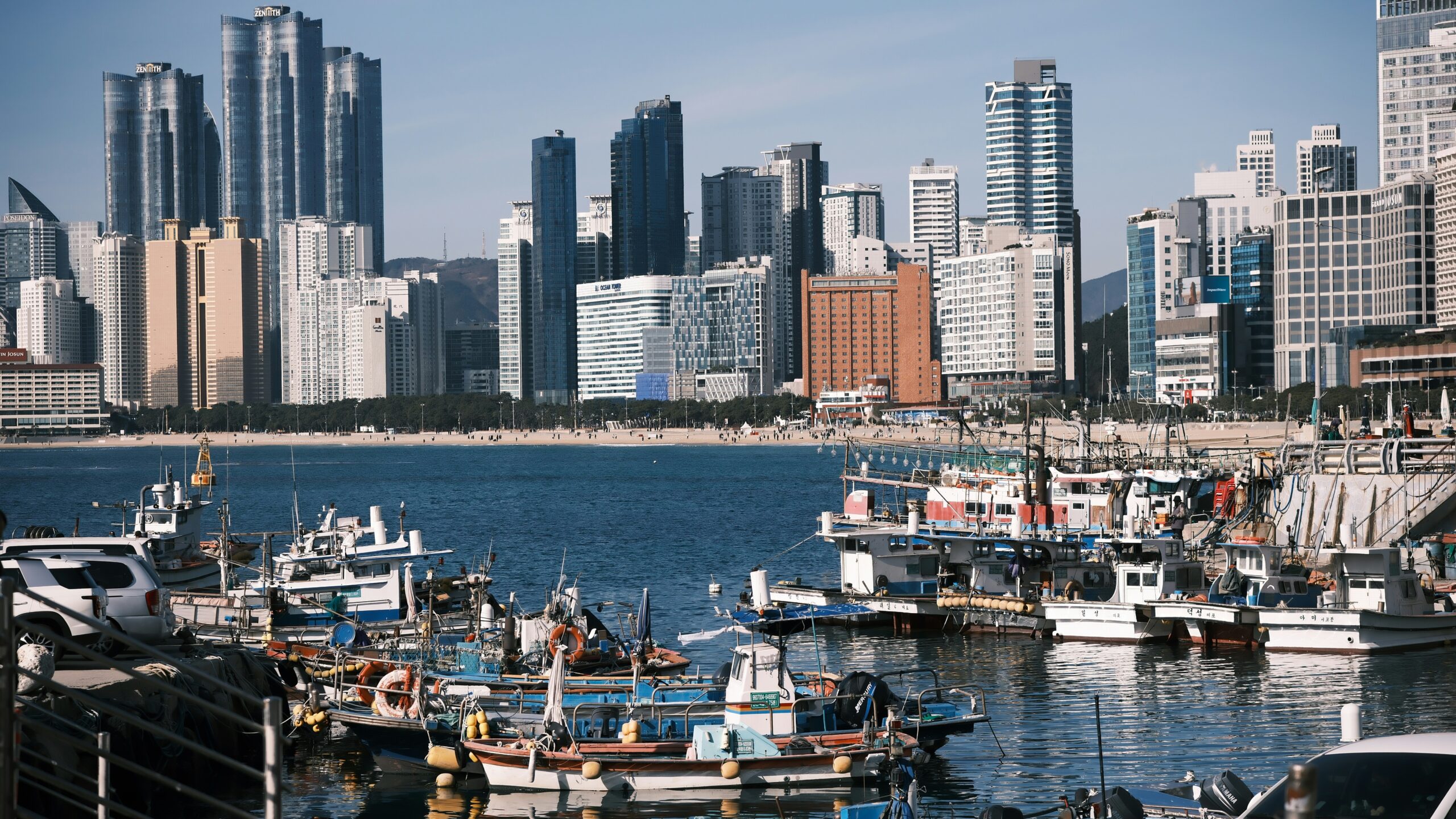 BS-PORT-01 · working harbour — fishing boats moored, nets and crates on the quay, people working. Documentary, not scenic. 16:9, 1800×1013