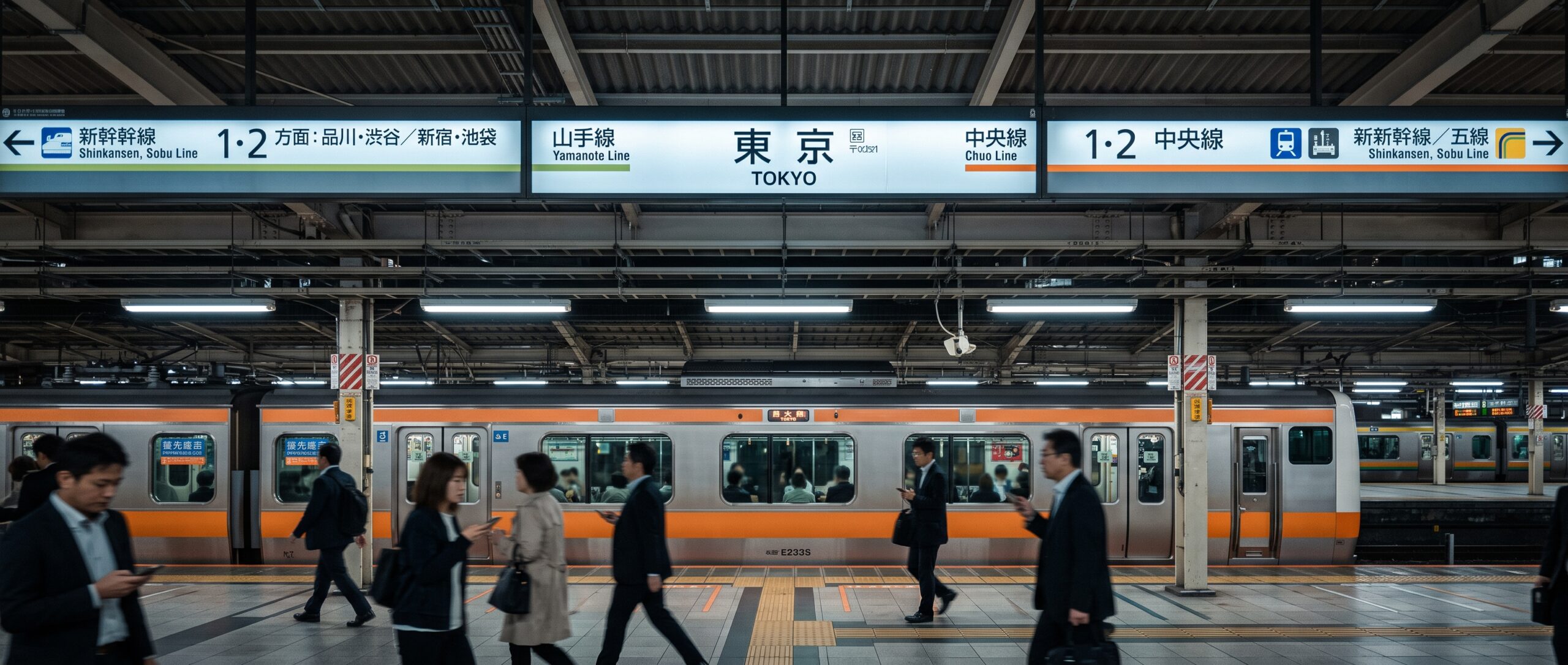 TOK-COVER-04 · narrow horizontal crop — station typography / signage band — 21:9, 1800×770