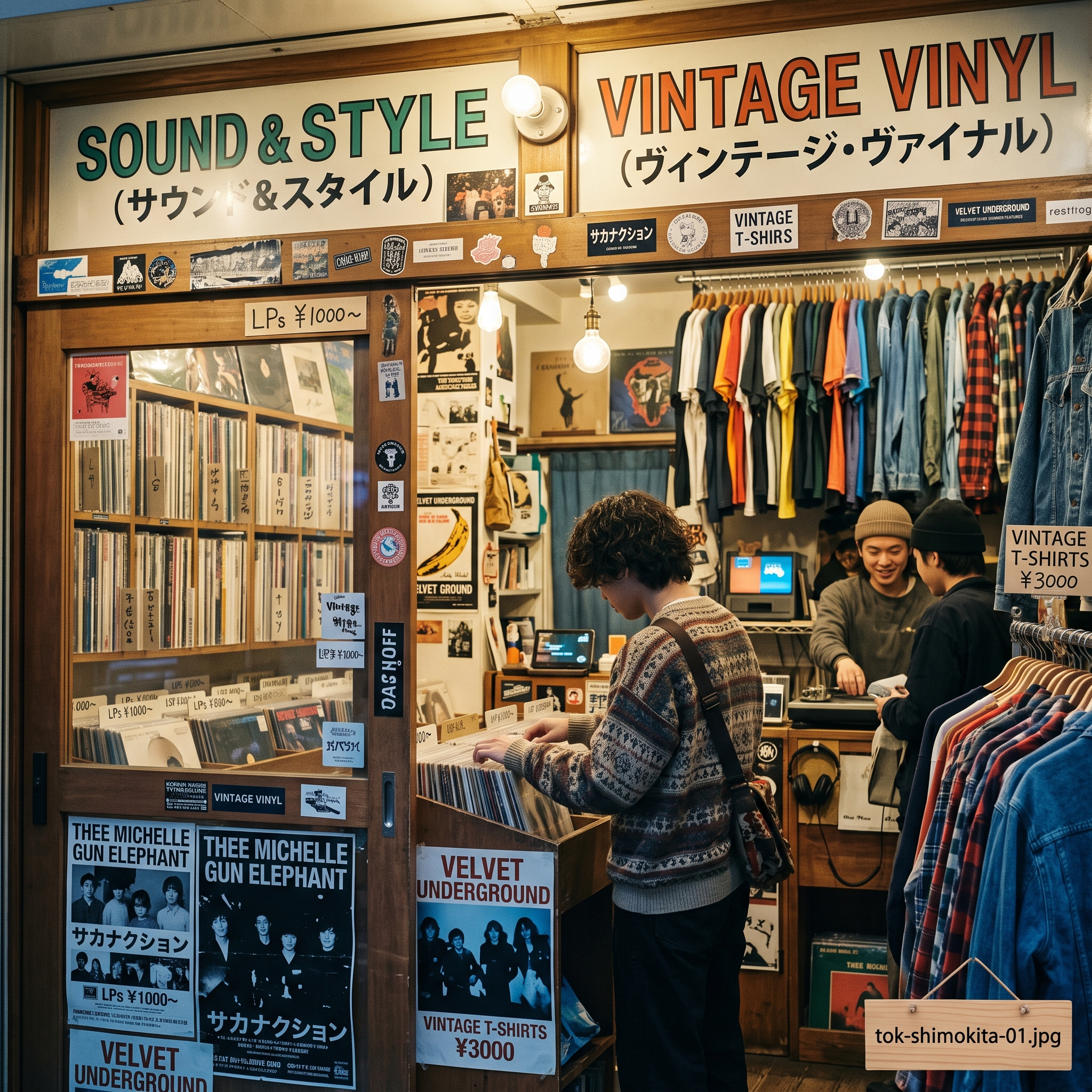 TOK-SHIMOKITA-01 · record shop / vintage rail — 1:1, 900×900