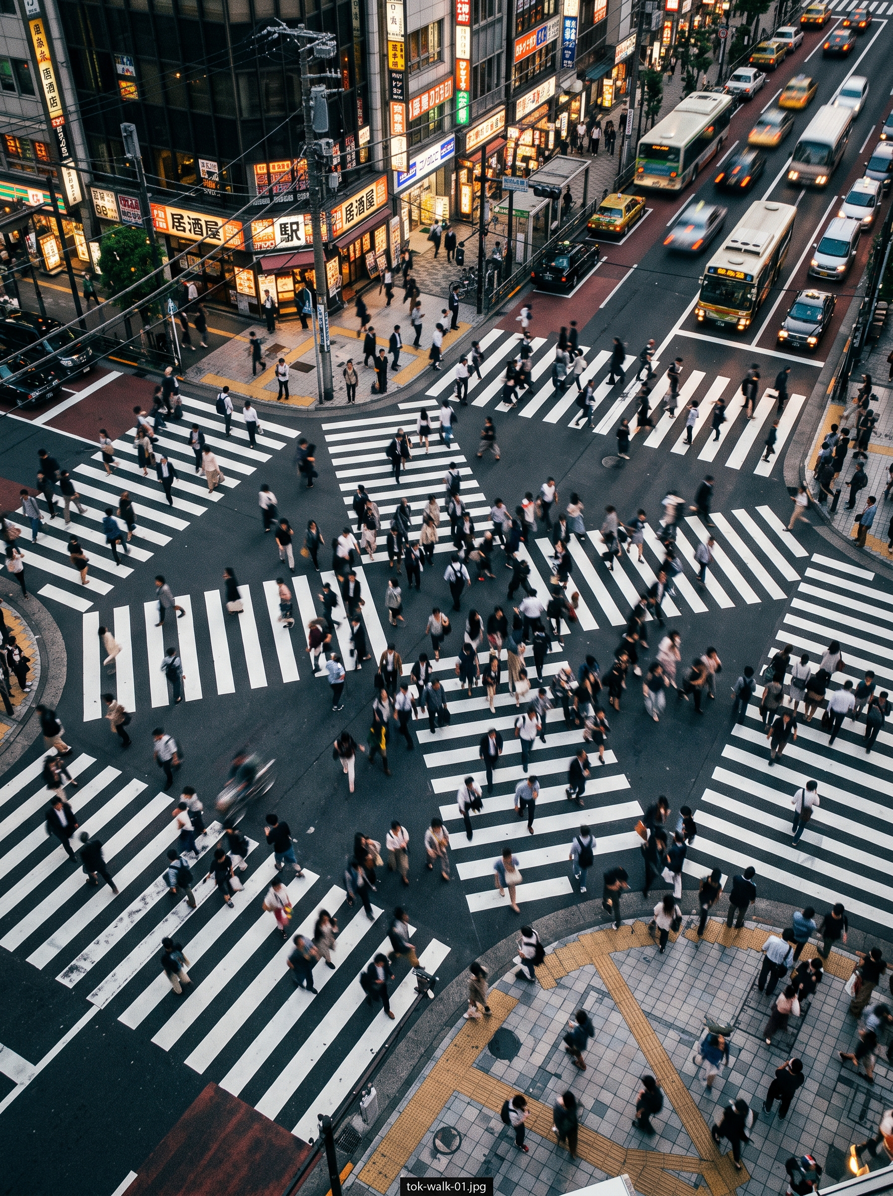 TOK-WALK-01 · crosswalk from above, painted stripes — 3:4, 1000×1333